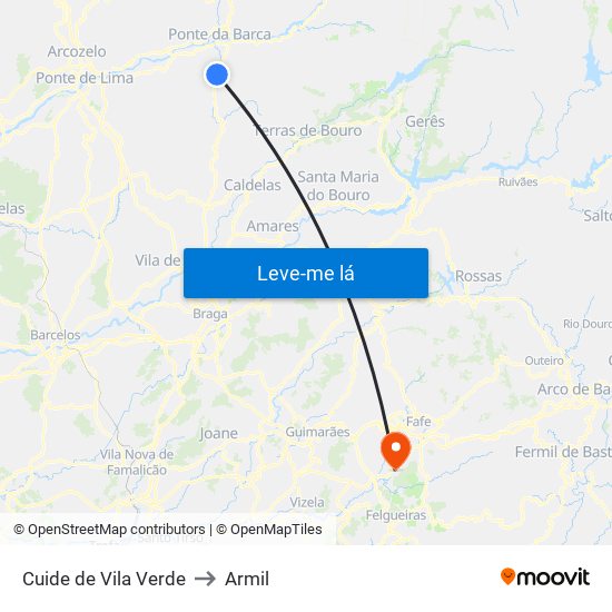 Cuide de Vila Verde to Armil map