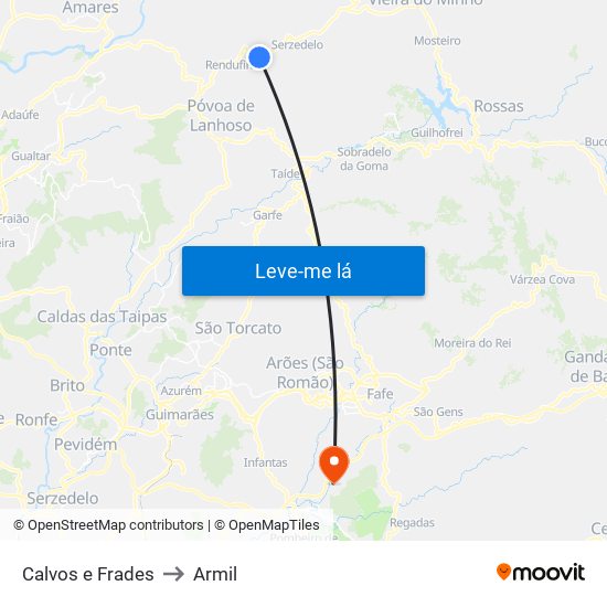 Calvos e Frades to Armil map