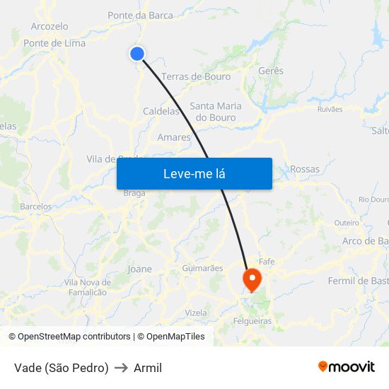 Vade (São Pedro) to Armil map