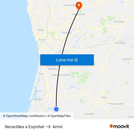 Recardães e Espinhel to Armil map