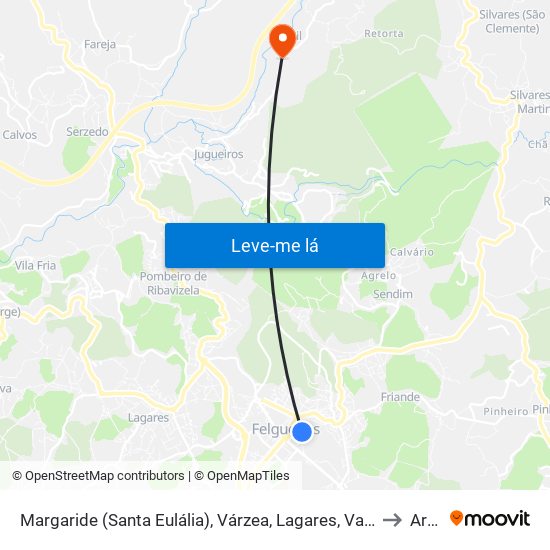 Margaride (Santa Eulália), Várzea, Lagares, Varziela e Moure to Armil map
