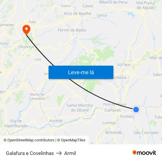 Galafura e Covelinhas to Armil map