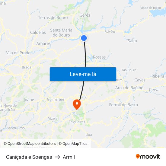 Caniçada e Soengas to Armil map