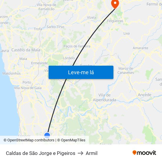 Caldas de São Jorge e Pigeiros to Armil map