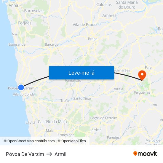 Póvoa De Varzim to Armil map