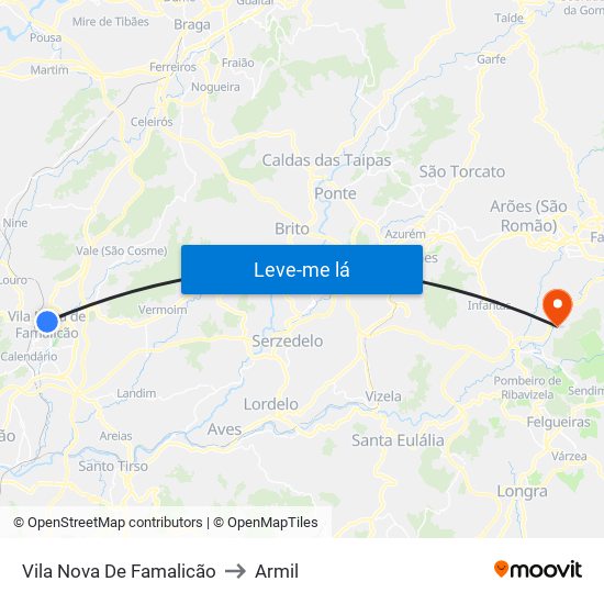 Vila Nova De Famalicão to Armil map