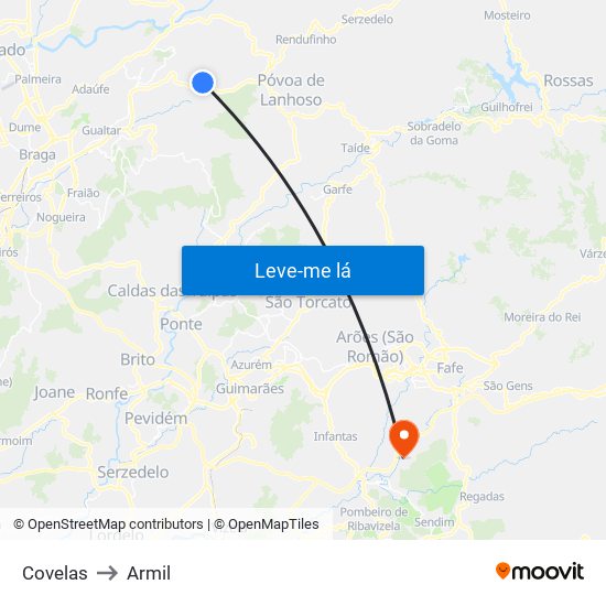 Covelas to Armil map