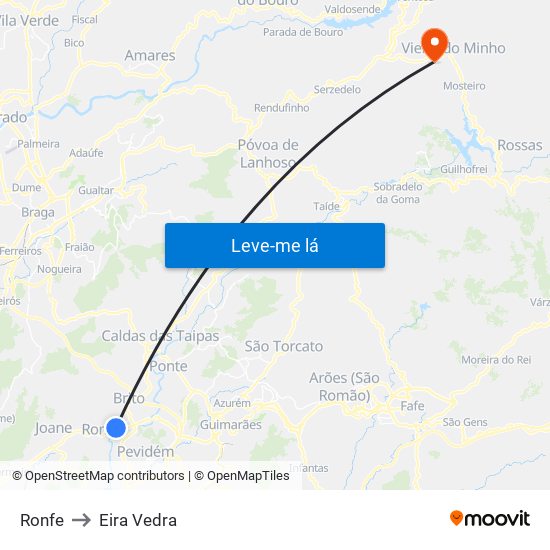 Ronfe to Eira Vedra map