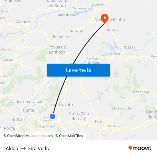 Aldão to Eira Vedra map