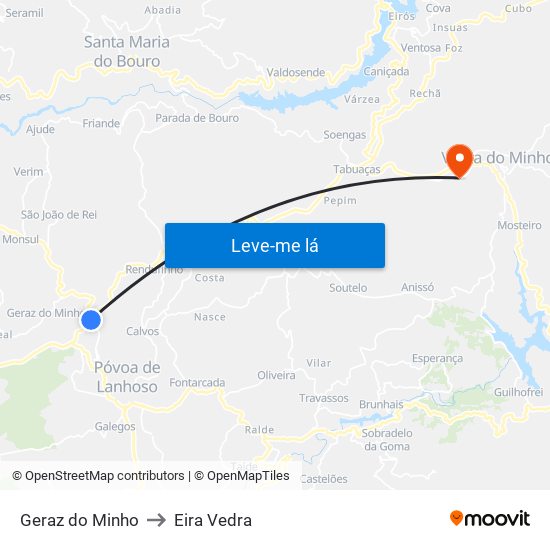 Geraz do Minho to Eira Vedra map