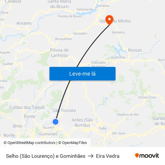 Selho (São Lourenço) e Gominhães to Eira Vedra map