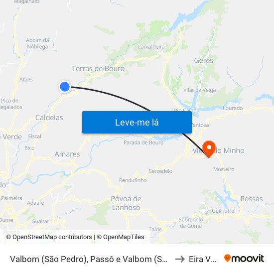 Valbom (São Pedro), Passô e Valbom (São Martinho) to Eira Vedra map