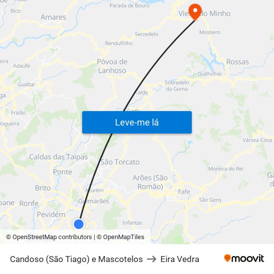 Candoso (São Tiago) e Mascotelos to Eira Vedra map