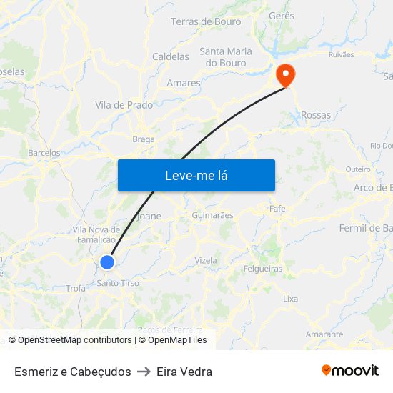 Esmeriz e Cabeçudos to Eira Vedra map