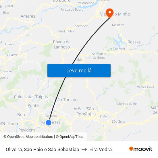 Oliveira, São Paio e São Sebastião to Eira Vedra map
