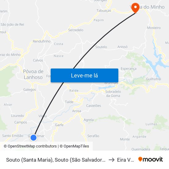 Souto (Santa Maria), Souto (São Salvador) e Gondomar to Eira Vedra map