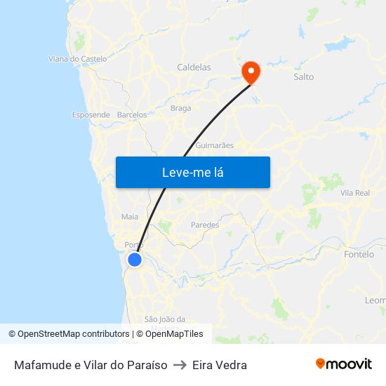 Mafamude e Vilar do Paraíso to Eira Vedra map