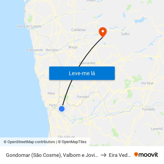 Gondomar (São Cosme), Valbom e Jovim to Eira Vedra map