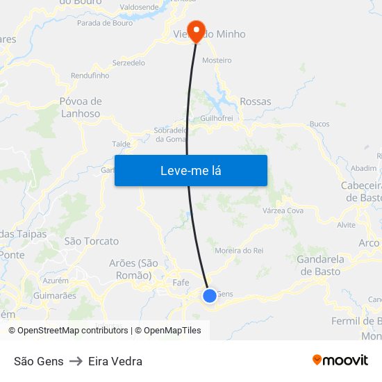 São Gens to Eira Vedra map