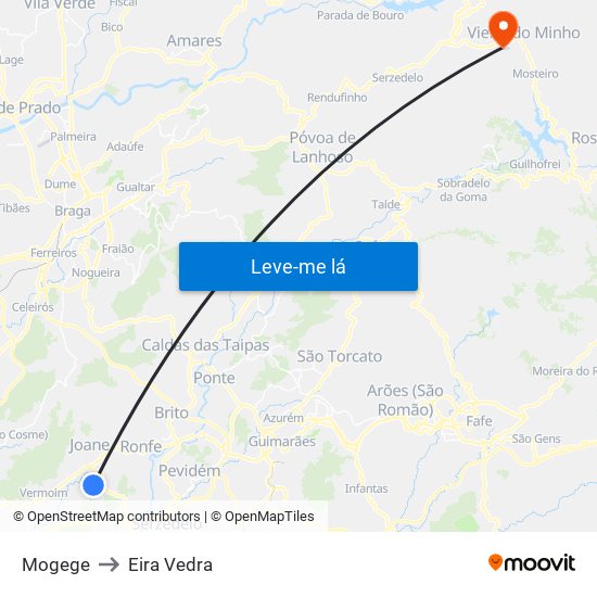Mogege to Eira Vedra map