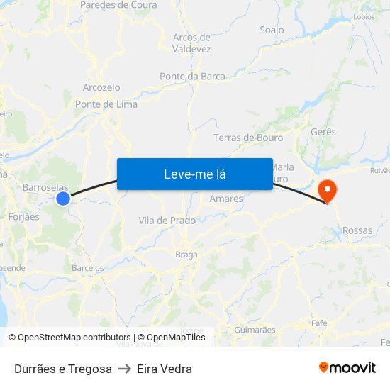 Durrães e Tregosa to Eira Vedra map