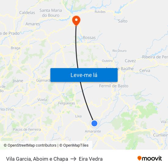 Vila Garcia, Aboim e Chapa to Eira Vedra map