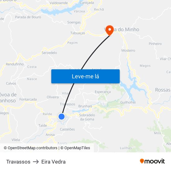 Travassos to Eira Vedra map