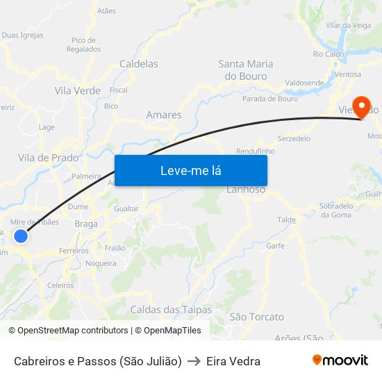 Cabreiros e Passos (São Julião) to Eira Vedra map