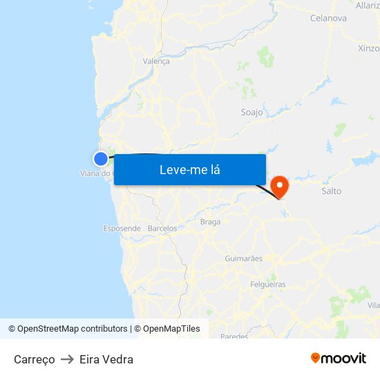Carreço to Eira Vedra map