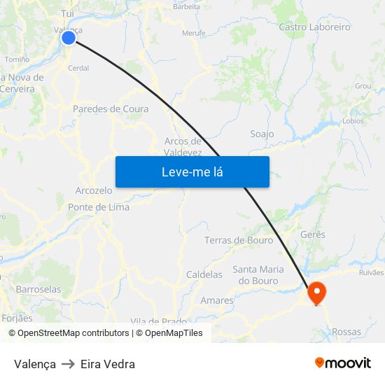Valença to Eira Vedra map