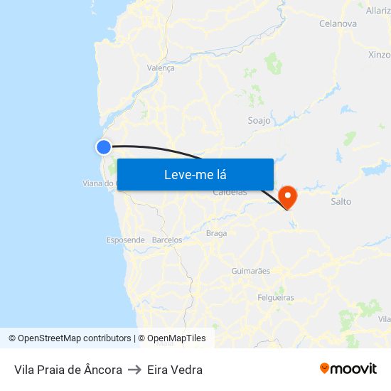 Vila Praia de Âncora to Eira Vedra map