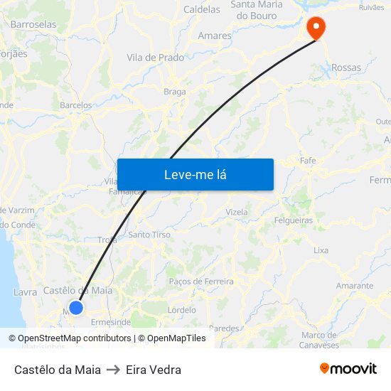 Castêlo da Maia to Eira Vedra map