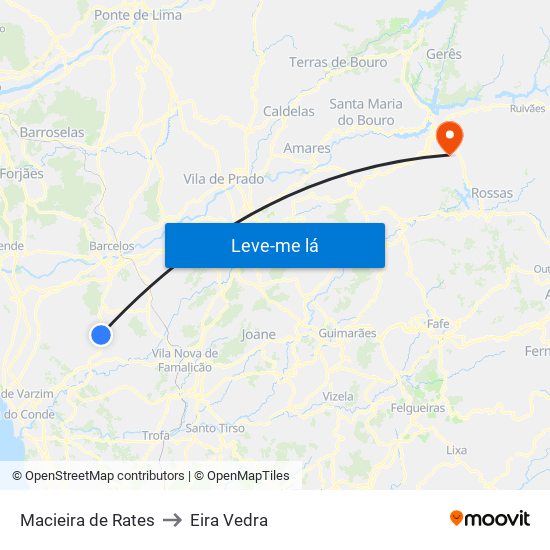 Macieira de Rates to Eira Vedra map