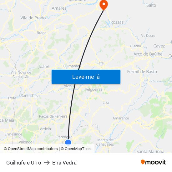 Guilhufe e Urrô to Eira Vedra map
