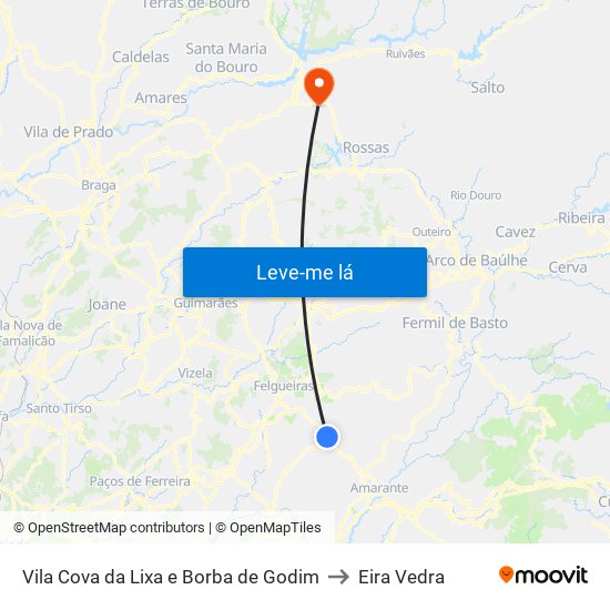 Vila Cova da Lixa e Borba de Godim to Eira Vedra map