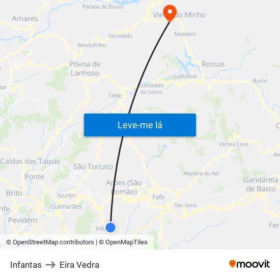 Infantas to Eira Vedra map