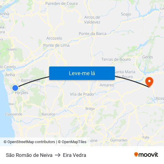São Romão de Neiva to Eira Vedra map