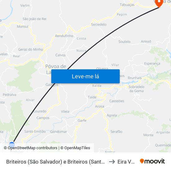 Briteiros (São Salvador) e Briteiros (Santa Leocádia) to Eira Vedra map