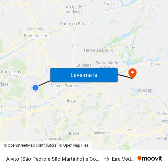 Alvito (São Pedro e São Martinho) e Couto to Eira Vedra map
