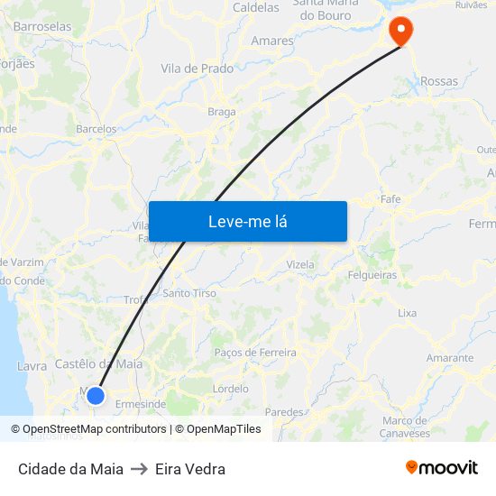 Cidade da Maia to Eira Vedra map