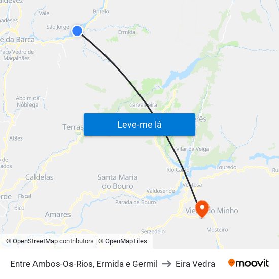 Entre Ambos-Os-Rios, Ermida e Germil to Eira Vedra map