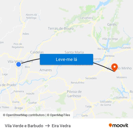 Vila Verde e Barbudo to Eira Vedra map