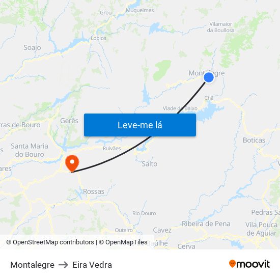 Montalegre to Eira Vedra map