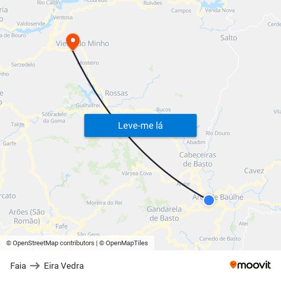 Faia to Eira Vedra map
