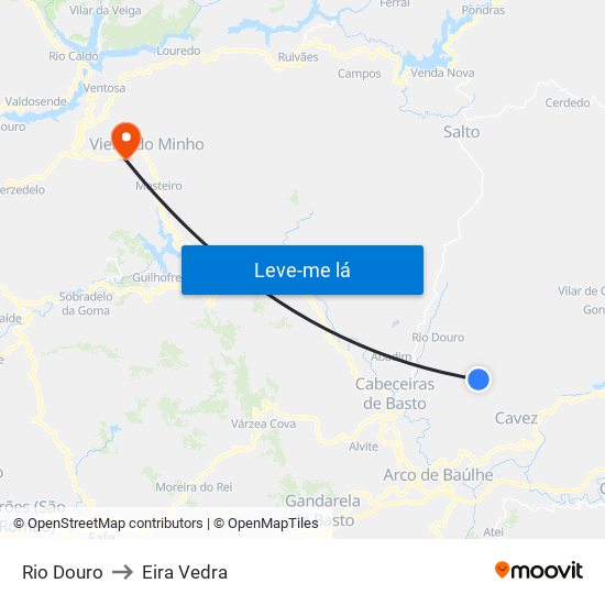 Rio Douro to Eira Vedra map