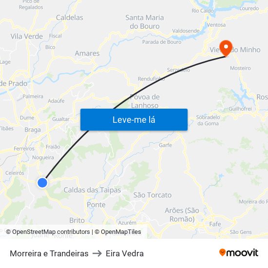 Morreira e Trandeiras to Eira Vedra map