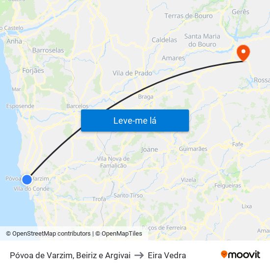 Póvoa de Varzim, Beiriz e Argivai to Eira Vedra map