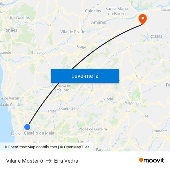 Vilar e Mosteiró to Eira Vedra map
