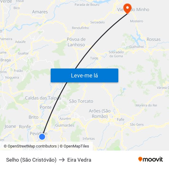 Selho (São Cristóvão) to Eira Vedra map