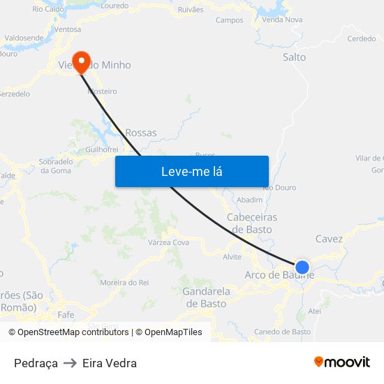 Pedraça to Eira Vedra map